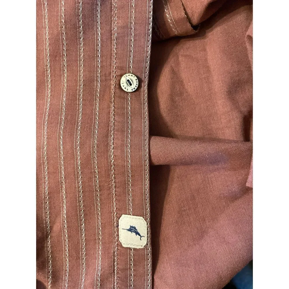 Tommy Bahama Island‎ Modern Fit Men's XL Brown Stripped Long Sleeve Button Shirt